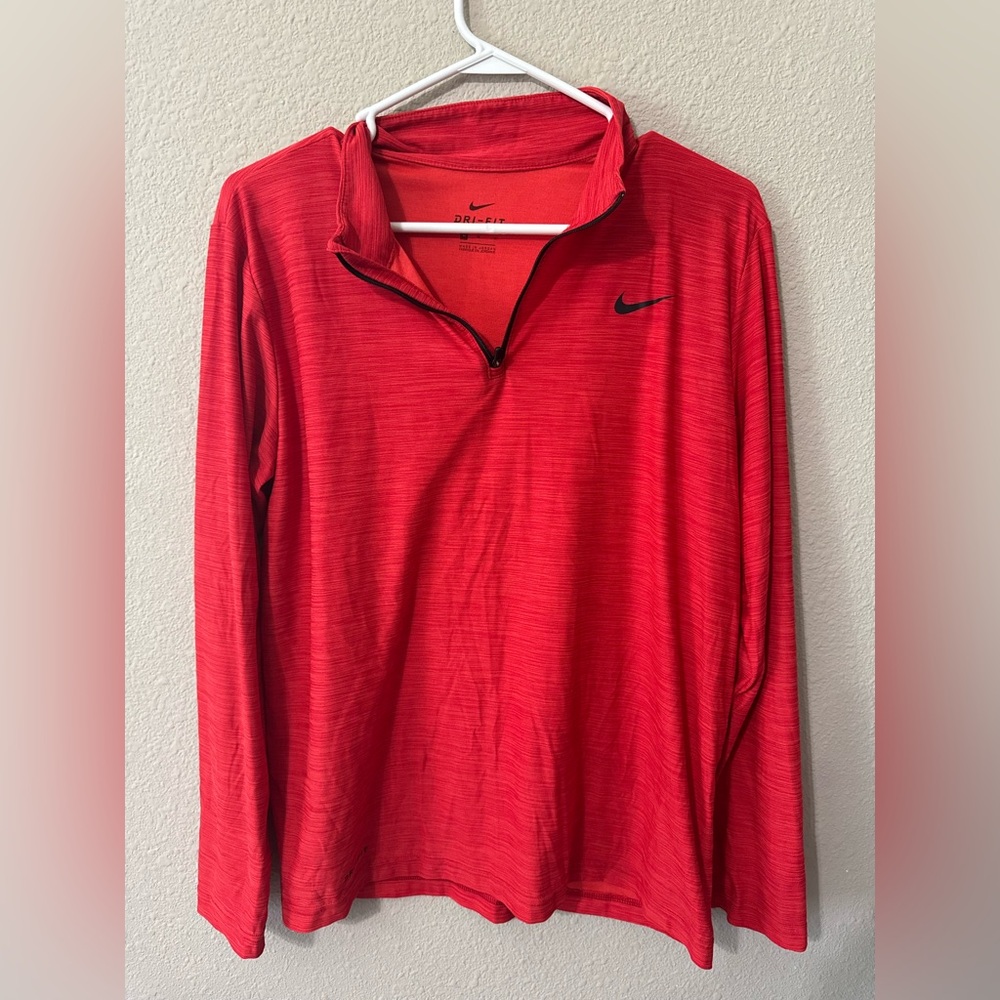 Nike Red Heathered Dri-FIT Quarter Zip Pullover
